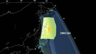 地球内部構造の３Ｄ表示 ～2011年東北地方太平洋沖地震発生前の地殻変動とバックスリップの分布～ [upl. by Ecirpac]