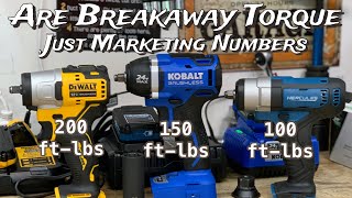 Dewalt vs Kobalt vs Hercules 38 Impact Breakaway Marketing Torque [upl. by Leinad]