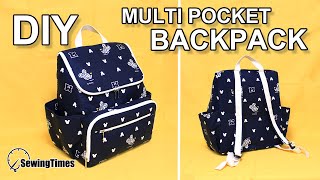 DIY Multi pocket Backpack  멀티 백팩 만들기  Diaper backpack making  Handmade bag design sewingtimes [upl. by Ilamad]