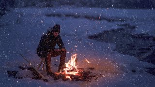 Crackling Fireplace Fire Burning w Snowstorm amp Howling Winds Outside  Relaxing Nature Sounds [upl. by Tekcirc]