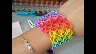 TUTO  bracelet élastique manchette rainbow [upl. by Enilegnave]