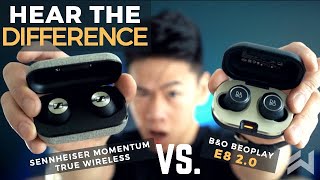 BampO Beoplay E8 20 vs Sennheiser Momentum True Wireless Earbuds Comparison Review 300 vs 350 [upl. by Sorips]