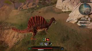 Path of Titans  Spinosaurus VS raptor group [upl. by Niawat]