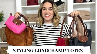 7 LOOKS  HOW TO STYLE LONGCHAMP LE PLIAGE TOTES 👜 lookbook including workwear date night amp more [upl. by Sink]