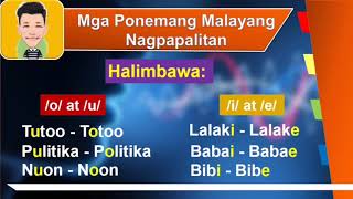 Pares Minimal Mga Ponemang Malayang Nagpapalitan Glottal na Pasara Mga Ponemang Suprasegmental [upl. by Haeckel]