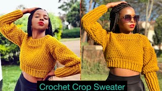 EASY Crochet Sweater Tutorial  Crochet Alpine crop sweater [upl. by Nnylyam]