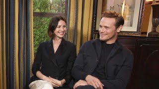 Outlander Sam Heughan and Caitriona Balfe REACT to Jamies Dance Moves [upl. by Aldrich857]