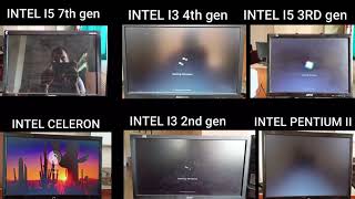 Intel i5 7th Vs Intel i5 3rd Vs Celeron Vs Pentium Vs Intel I3 2nd Vs i3 4rth gen Bootup Speed Test [upl. by Anihtyc]