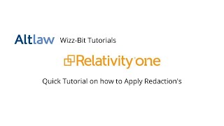 Apply redactions in RelativityOne [upl. by Anisah]