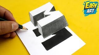 Super Facil ► How To Draw 3D Letters M │Dibujos Faciles│Como dibujar letras 3d [upl. by Belva]