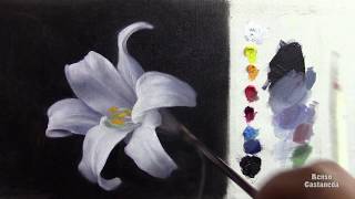 Como pintar una flor con óleo [upl. by Ailadi]