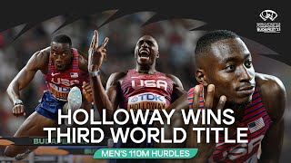 Holloway storms to third consecutive 110m hurdles 🥇  World Athletics Championships Budapest 23 [upl. by Hudis]