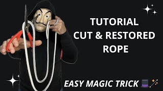 TUTORIAL CUT amp RESTORED ROPE 🎩🪄 magic tricks viral trending live viralvideo tutorial agt [upl. by Ashatan457]