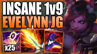 FULL EDUCATIONAL INSANE 1v9 CARRY WITH EVELYNN JUNGLE  Gameplay Guide League of Legends [upl. by Kirre977]