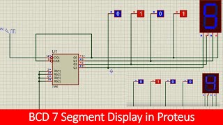 how to use BCD 7 segment display in Proteus tutorial [upl. by Naval]