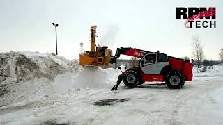 Telehandler snow removal operation with snow blower attachment  RPM Tech [upl. by Ellata]