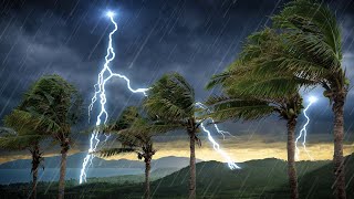 Tropical Storm Thunder and Rain Sounds  10 Hours White Noise  Helps You Sleep or Study [upl. by Sesmar]