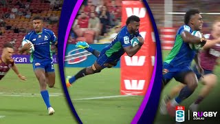 Fijian Drua score 3 tries in 5 minutes vs Queensland Reds [upl. by Ennazor]