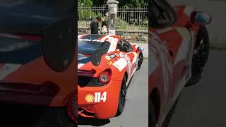 Ferrari 458 Challenge sound ON PUBLIC ROADS in Budapest NOT STREET LEGAL [upl. by Brag]