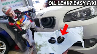 BMW LEAKING ENGINE OIL FROM OIL PAN DRAIN PLUG EASY FIX [upl. by Coridon]