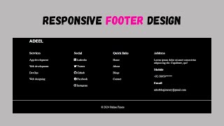 Responsive Footer Design using HTML amp CSS  Footer HTML CSS  Online Fixers [upl. by Block405]