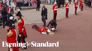 UK soldier faints at Order of the Garter service [upl. by Euqinemod]