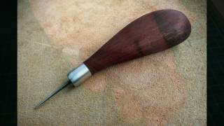 Making leather stitching awl with amaranth handle [upl. by Lizzy837]