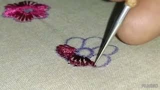 Buttonhole Stitch Flower Type 2Aari EmbroideryMaggum WorkTutorial For Beginners [upl. by Nosnek]