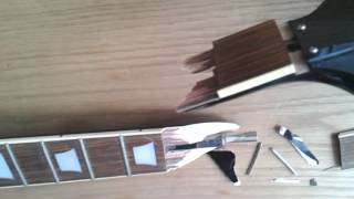 Broken guitar neckheadstock repair [upl. by Ruscher679]