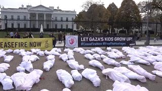 Ceasefire demonstration occurs outside White House [upl. by Rimidalg]