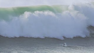 Surviving Nazare  Bodysurfing Huge Waves  Kalani Lattanzi [upl. by Sivek]