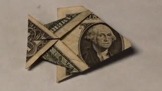 Dollar Bill Origami Fish Tutorial  How to make an Easy Angelfish from Money  1 Dollar Moneygami [upl. by Lymann]