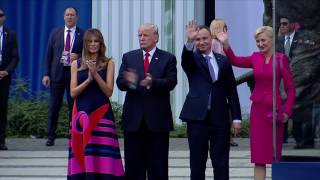 Polish first lady passes over Trumps handshake [upl. by Eissirc]