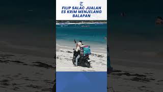 Momen Kocak Pembalap Moto2 Filip Salac Jualan Es Krim di Pantai Kuta Mandalika [upl. by Burgwell]