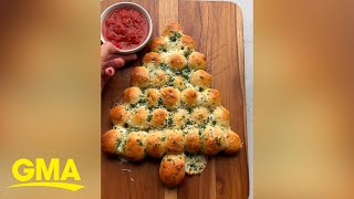 Watch these simple steps to make pullapart string cheese Christmas tree bread l GMA [upl. by Romulus]