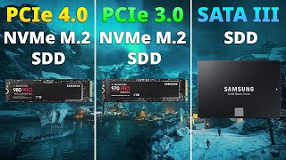 PCIe 40 NVMe SSD vs PCIe 30 NVMe SSD vs Sata III SSD  Games Load Times [upl. by Aiyot773]