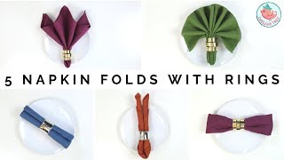 How to Fold Napkins with Rings 5 Fancy Napkin Folding Techniques for Your Thanksgiving Dinner Table [upl. by Kendrick]