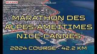 Marathon des AlpesMaritimes NiceCannes 2024 fly over the marathon course Video of the race path [upl. by Alywt]