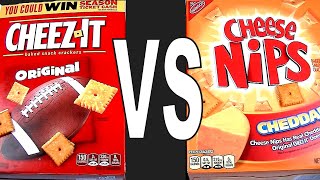 CheezIt vs Cheese Nips Which Cheddar Snack Cracker is the Best FoodFights Review Live Taste Test [upl. by Llebasi]