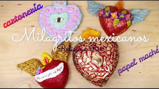 🎨 Cómo hacer corazones mexicanos con Milagritos  💘 Corazón en cartonería [upl. by Hjerpe]