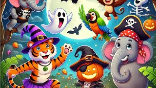 Animal Halloween Party Song for KidsFun Dance and Costumes withJungle Animalsquot [upl. by Fabrin916]