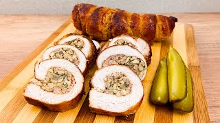 Rulada de porc cu ciuperci  Rulada aperitiv pentru masa de sarbatori [upl. by Nylatsyrk634]