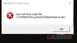 Can not Find Script File Maintenancevbs error in Windows 10  11 [upl. by Noguchi]