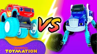 Water Rider Blaze vs Tow Truck Crusher 8  Blaze and the Monster Machines Toys  Toymation [upl. by Nnyroc]