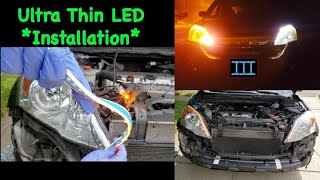 Sequential Ultra Thin LED Strip Install For Any Headlights [upl. by Naerda]