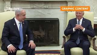 GRAPHIC WARNING Biden presses Netanyahu on Gaza ceasefire  REUTERS [upl. by Gunter]