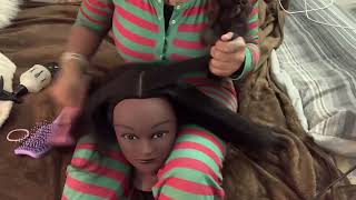 Asmr hot combing mannequin hair 😝 [upl. by Donall]