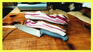 Șuncă fără afumare făcută în casa slănină Pancetta Tesa fatta in casa 🏡 Bacon făcut in casa 🐖 [upl. by Gilus]