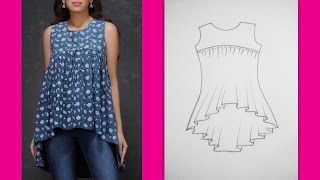 Gathered Yoke Neckline Top  How to make Designer Top Part 1  Cutting [upl. by Atnuahs]