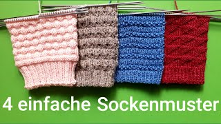 4 einfache Sockenmuster stricken [upl. by Namas]